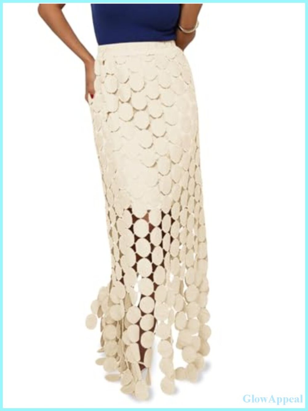 Boho Fringe Maxi Skirt Women's Hollow Out Lightweight